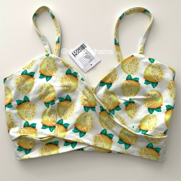 Kimchi Blue Lemon Print Crop Top - Picture 3 of 7
